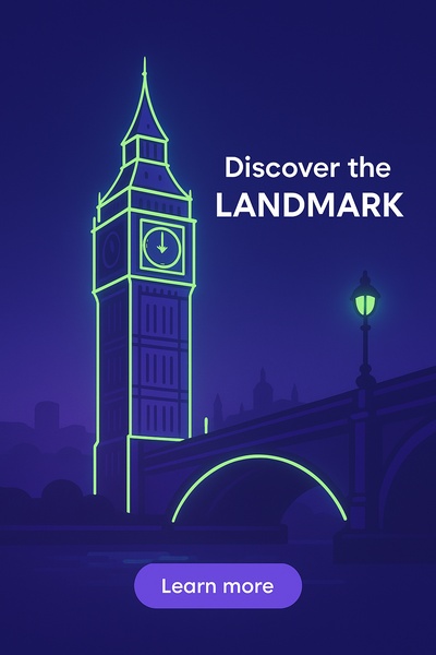 Fluorescent Landmark Illustration with Glowing Effects