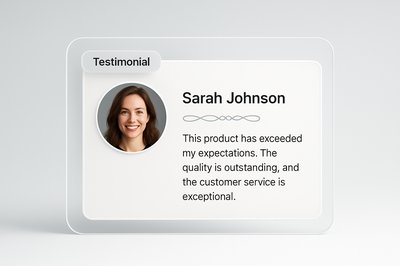 Stylish Testimonial Card Design with 3D Elements