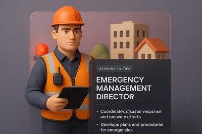 3D Illustration of Emergency Management Director in Action