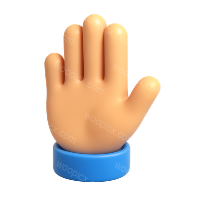 3D Raised Hand Icon with Volumetric Effect