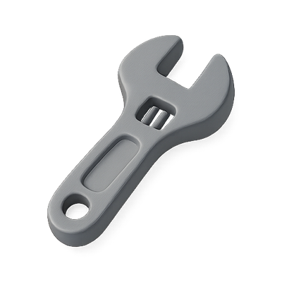Realistic 3D Rendering of a Gray Wrench Tool