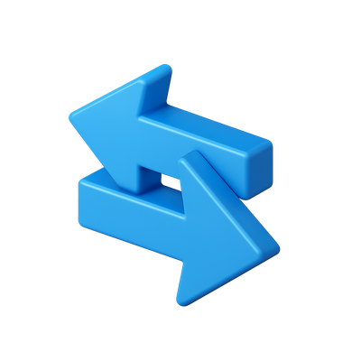 3D Opposing Arrows Icon with Isometric Design