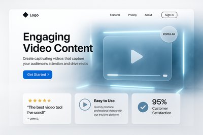 Modern Neon Landing Page Design for Video Content