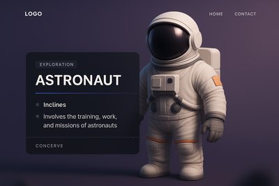 3D Astronaut Illustration with Modern Web Design Elements