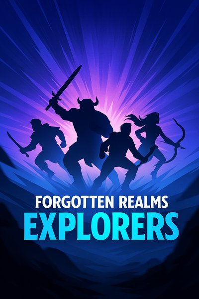 Epic Silhouetted Explorers in Forgotten Realms