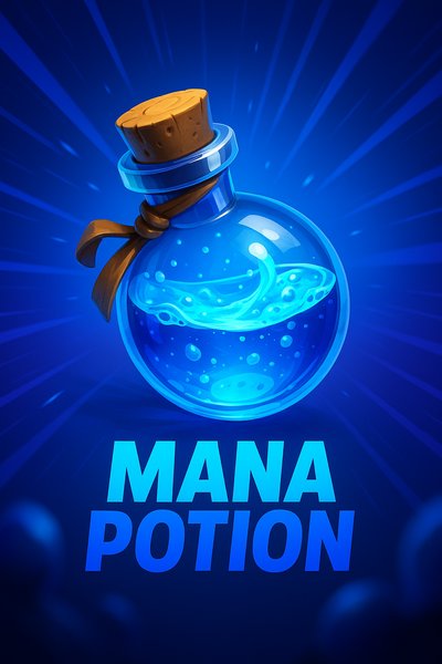 Dynamic Mana Potion Illustration with Vibrant Colors