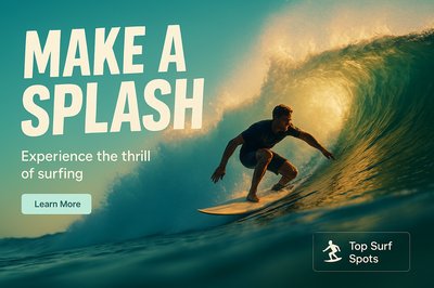 Dynamic Surfing Experience Promotional Graphic