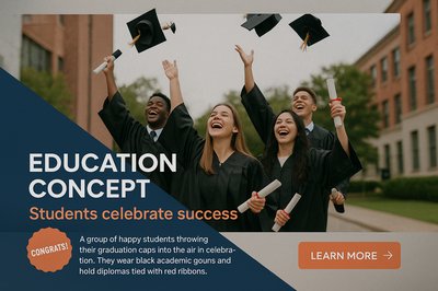 Graduation Triumph: Students Celebrate Success with Caps and Diplomas