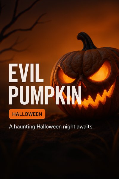 Spooky Halloween Pumpkin Graphic with Glowing Eyes