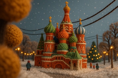 Knit Temple and Snow: A Cozy Winter Scene