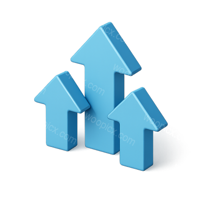 Stylish 3D Upward Arrows Icon in Isometric View