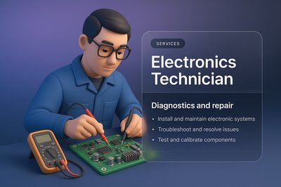 3D Illustration of an Electronics Technician at Work