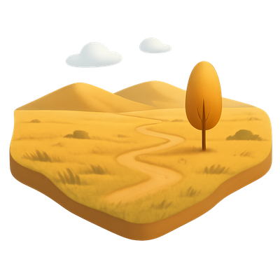 3D Icon of a Serene Steppe Landscape