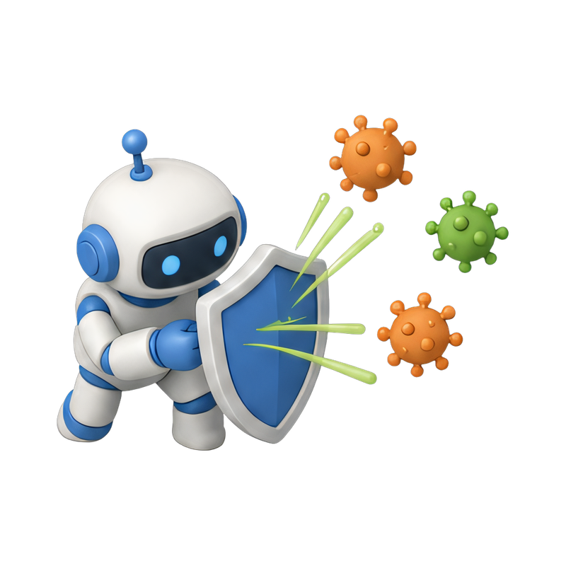 robot protecting against viruses