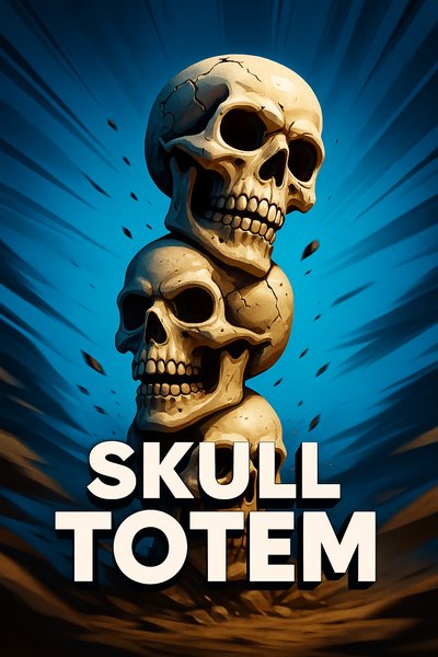 Dynamic Skull Totem Illustration with Bold Styling