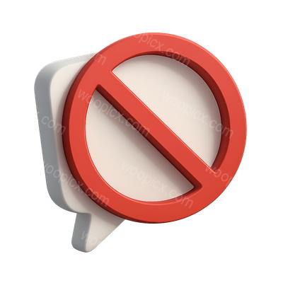 3D Crossed-Out Speech Bubble Icon Design