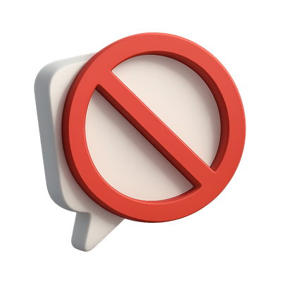 3D Crossed-Out Speech Bubble Icon Design