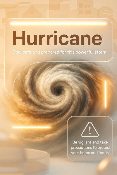 Realistic Hurricane Awareness Carousel Slide Design with Neon Elements