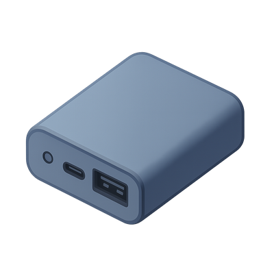 Stylish 3D Power Bank Icon with Ports