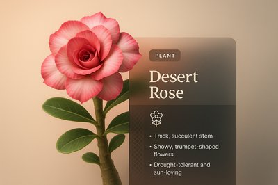 Stunning 3D Illustration of Desert Rose with Informative Overlay