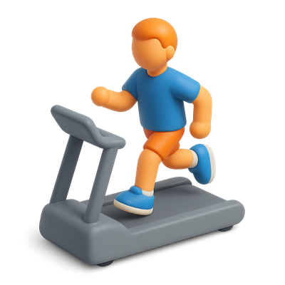 3D Icon of a Runner on a Treadmill in Isometric View