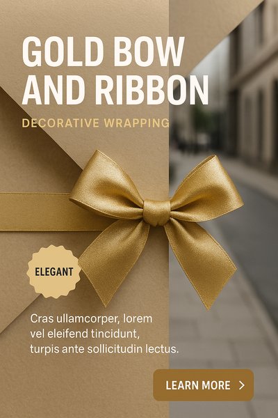 Elegant Gold Bow and Ribbon on Decorative Wrapping