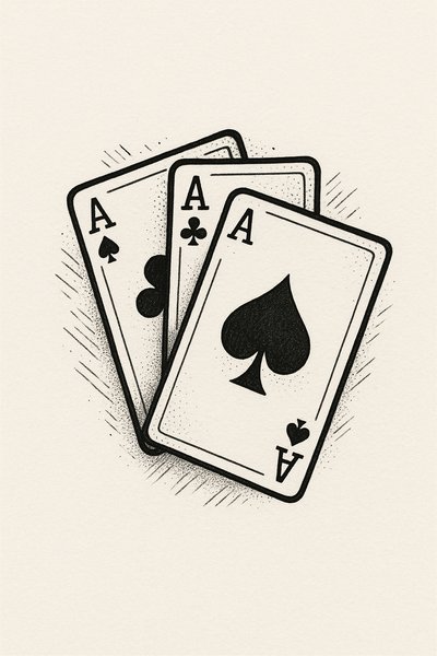 Illustration of Three Ace Playing Cards in a Minimalist Style