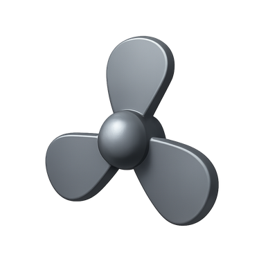 3D Icon of a Three-Blade Propeller with Isometric View