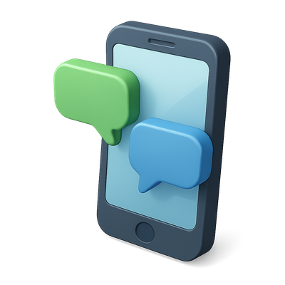 3D Smartphone with Message Bubbles Icon Design