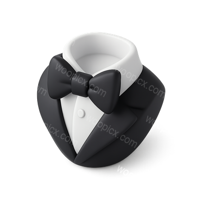 Stylish 3D Black-Tie Icon with Bowtie