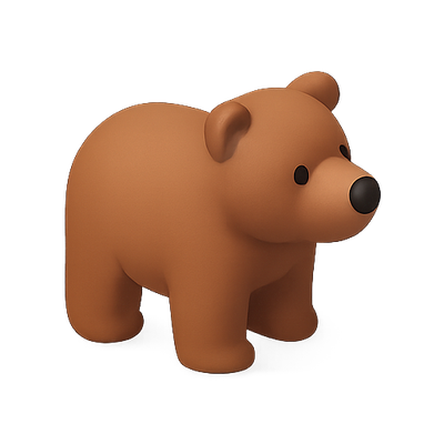 Cute Stylized Brown Bear Figurine in 3D Design
