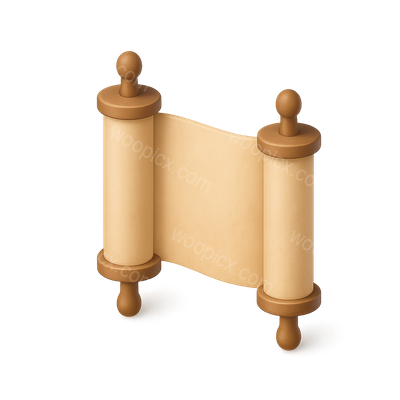 Stylized 3D Torah Scroll Icon with Volumetric Design