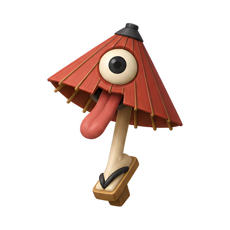 whimsical one-eyed yokai umbrella