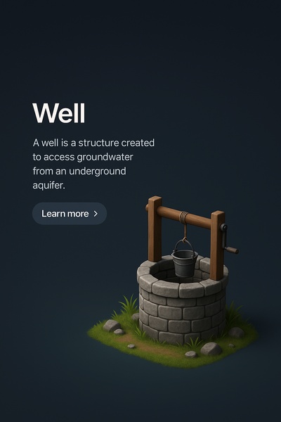 Realistic 3D Well Scene with Dark Background