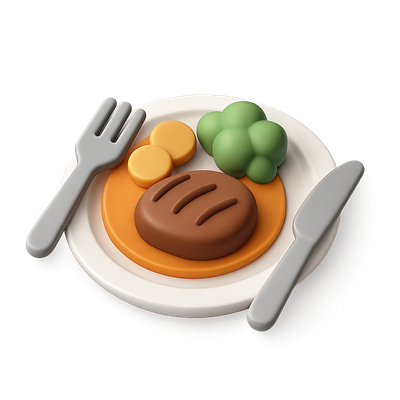 Stylized 3D Meal Icon with Isometric Design