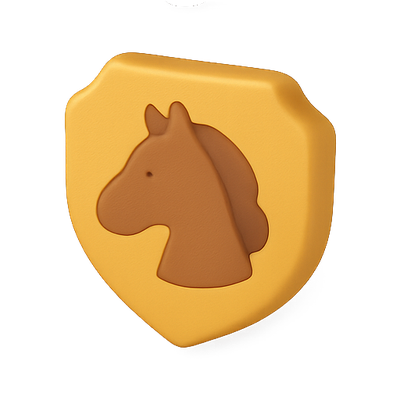 Stylized Shield Icon Featuring Horse Design