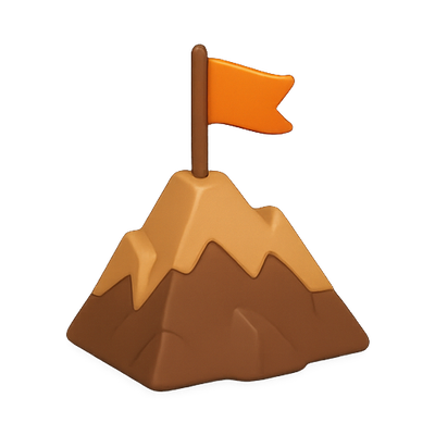 Stylized Mountain Icon with Flag for Achievement Themes