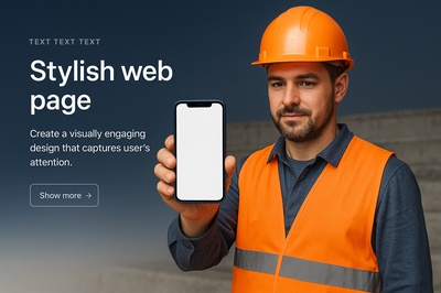 Construction Worker Holding Phone for Stylish Web Design