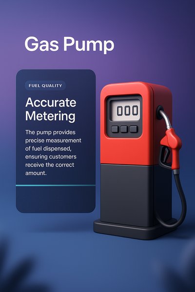 3D Illustration of a Gas Pump with Informative Block