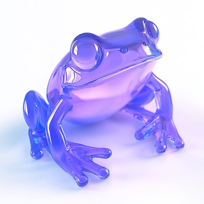 Stylized Glass Frog Figurine in Purple Hues