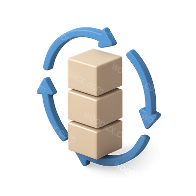3D Stacked Cubes Icon with Arrows Illustration