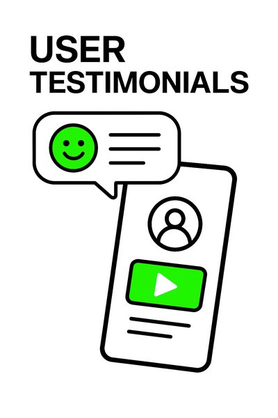 User Testimonials Graphic Featuring a Mobile Device Illustration
