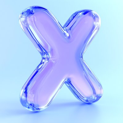 3D Glossy X Shape Icon in Soft Colors