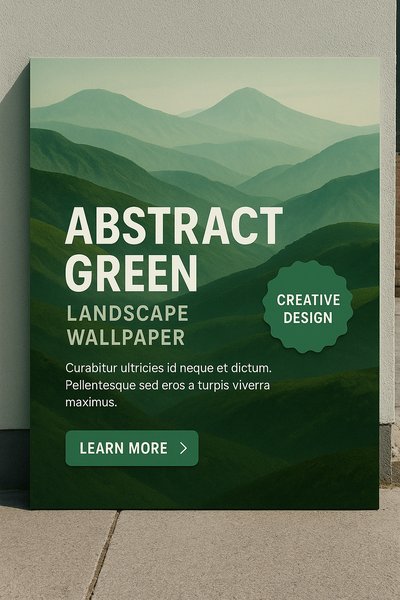Abstract Green Landscape Wallpaper Design with Hills and Mountains