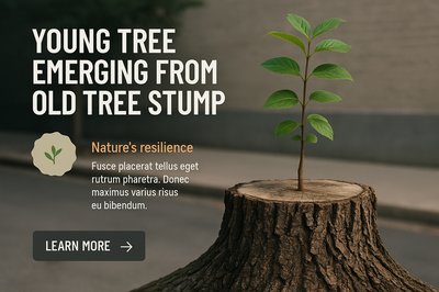 Young Tree Growing from Old Stump Symbolizing Resilience