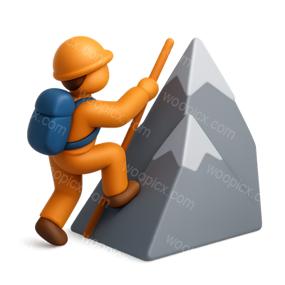 3D Mountain Climber Icon with Volumetric Details