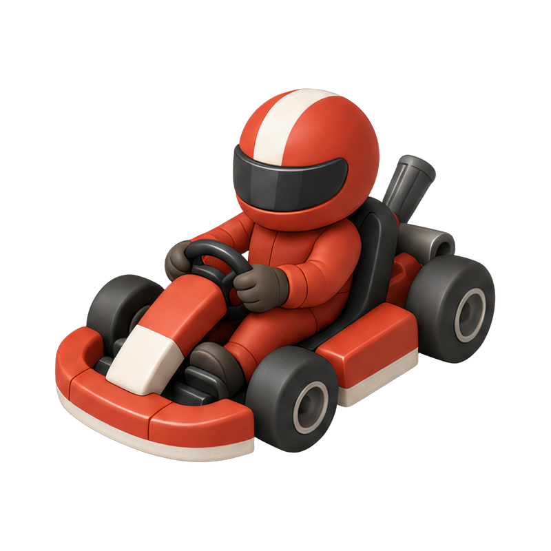 young go-kart racer in action