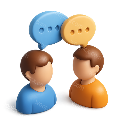 3D Icon of Two People Engaged in Conversation