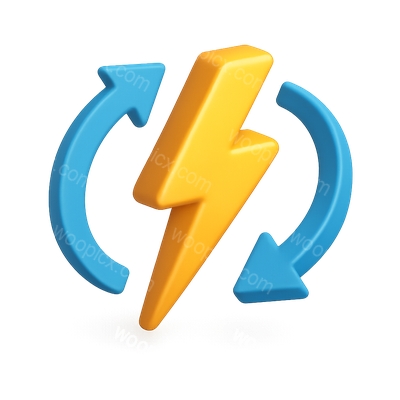 3D Lightning Arrows Icon with Dynamic Energy Design