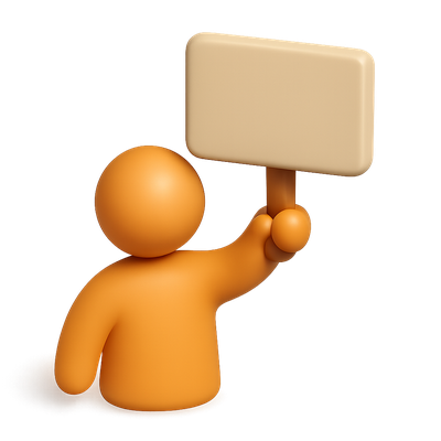 3D Icon of a Person Holding a Sign in Isometric View